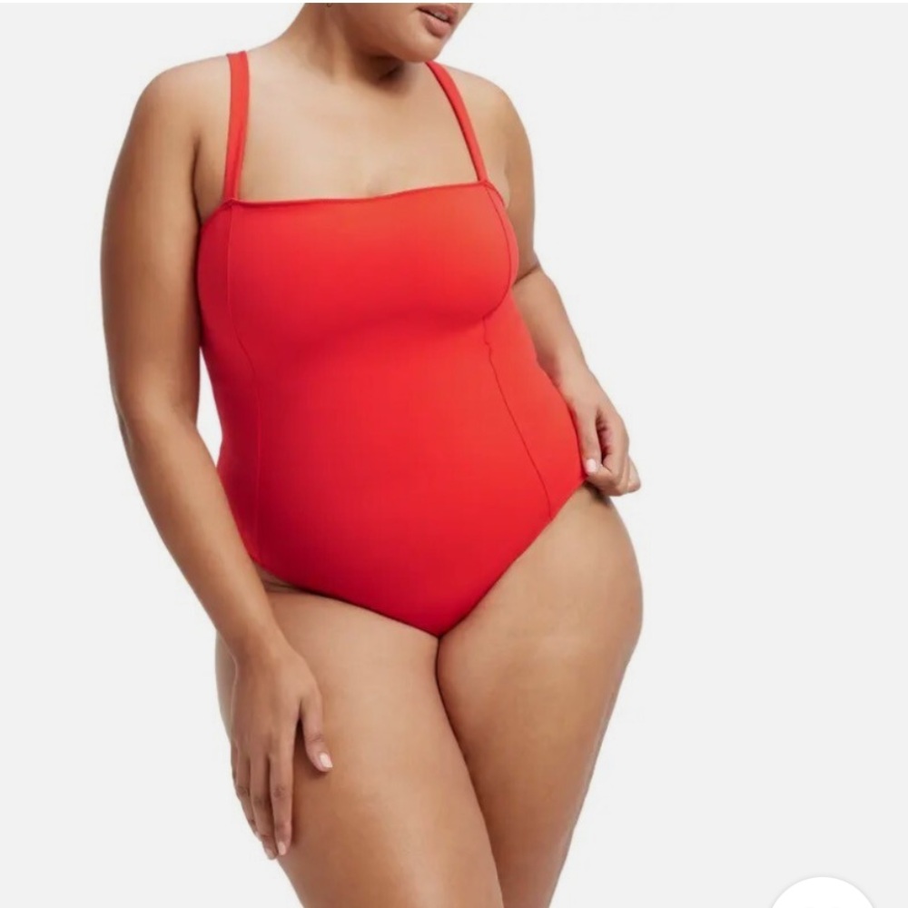Good American orange lace back one piece swimsuit